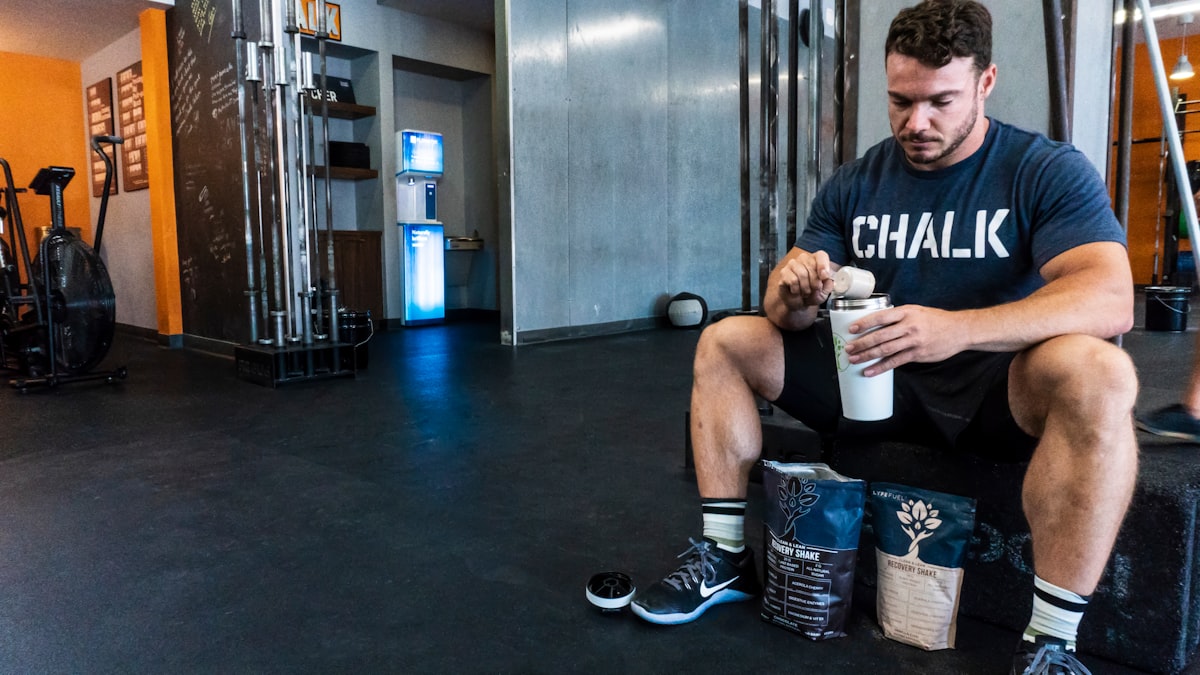 Athlete consuming immediate post-workout sports drink
